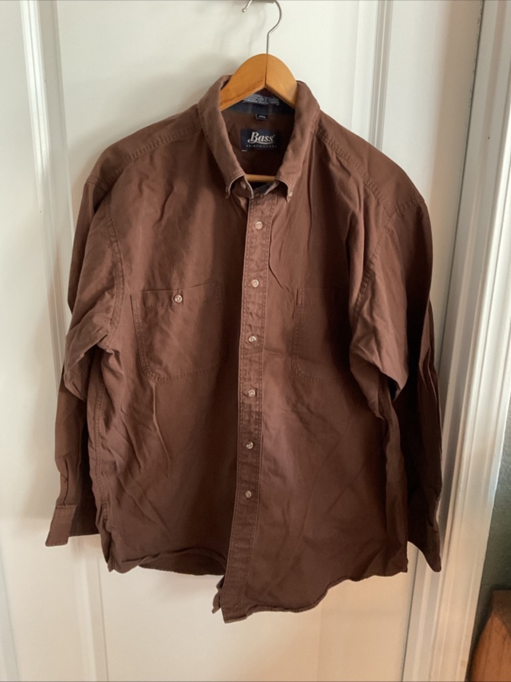 Bass Shirtmakers - Men's Brown Long Sleeve Button-Down Shirt - Size 17.5 34/35